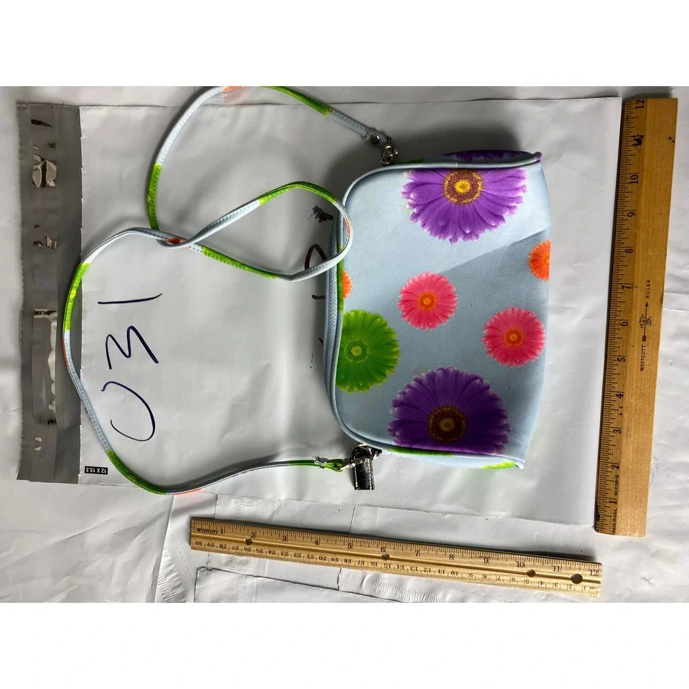 Blue Floral Print Wristlet‎ Pouch Bag